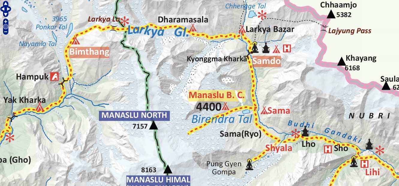 Manaslu tsum valley trek map